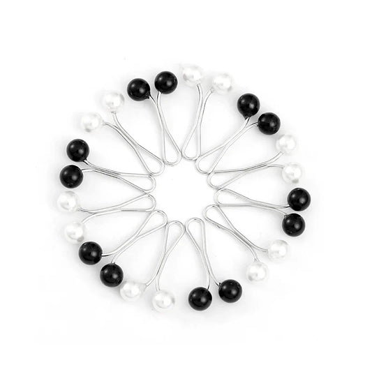 12pcs Anti-Slip Hijab Pins Pearl Brooch Clips for Women
