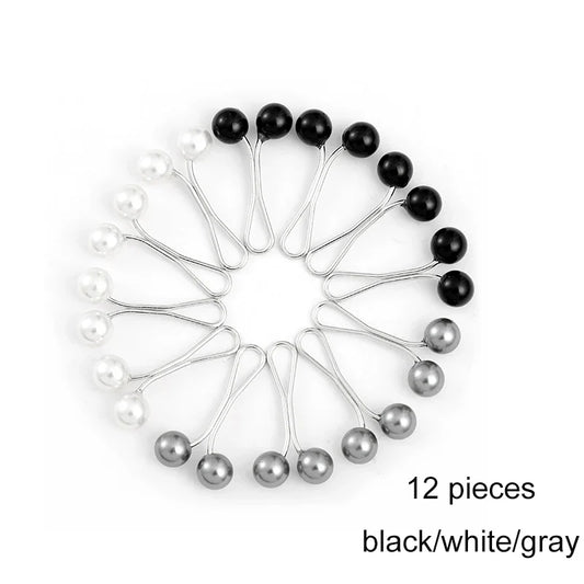 12pcs Pearl Hijab Pins Set - Headscarf Turban Wrap Clips Accessories