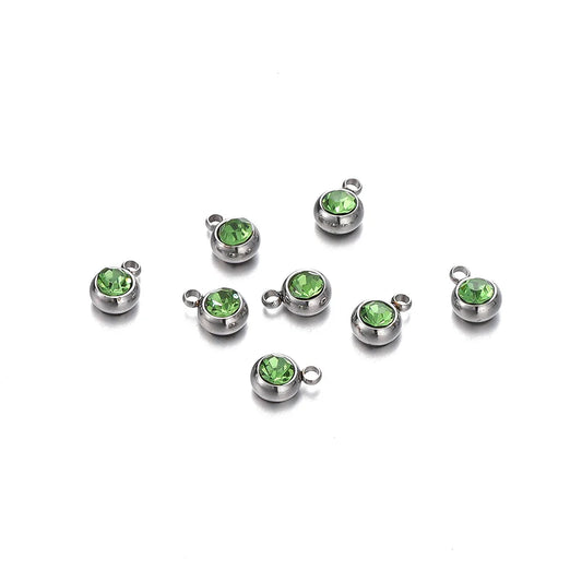 20pcs 6mm Gold Stainless Steel Rhinestone Beads Charms for DIY Jewelry