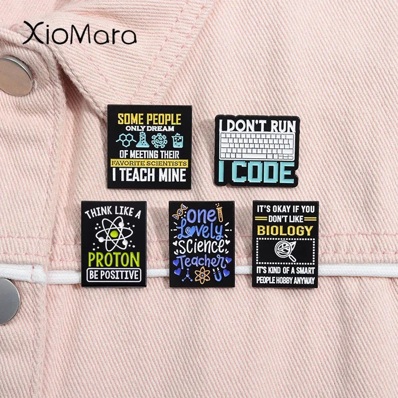 Think Like a Proton Stay Positive Enamel Pin Science Brooch Lapel Badge Gift