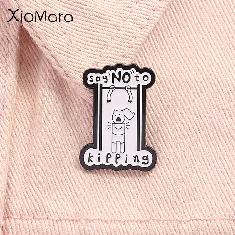"No Kipping" Fitness Enamel Pin Brooch Badge Jewelry Gift
