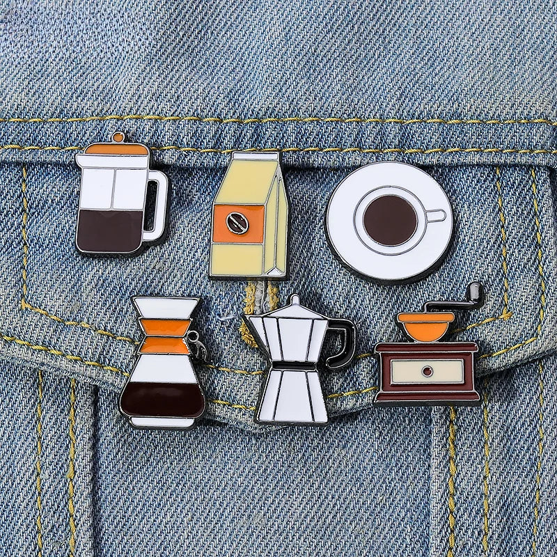 Coffee Mug Enamel Pin Pour Over Brooch Barista Lapel Accessory