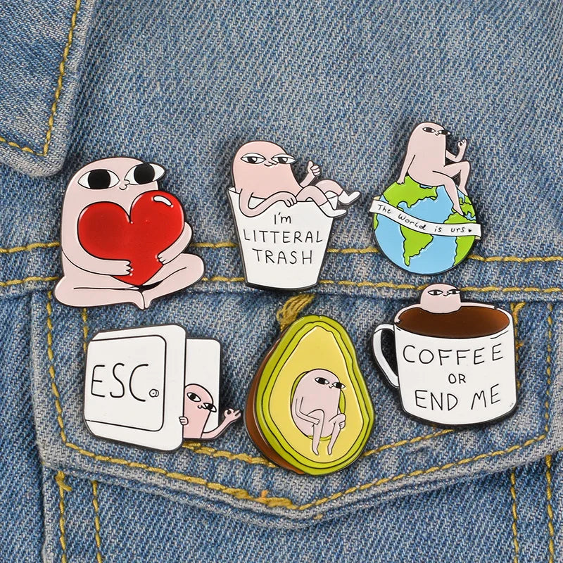 Avocado Coffee Cup Earth Love Pin Brooch Badge Backpack Sweater Accessories Jewelry