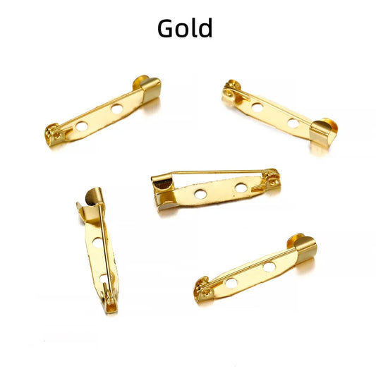 50pcs Brooch Clip Base Pins 15-40mm Safety Pins Blank Settings for DIY Jewelry