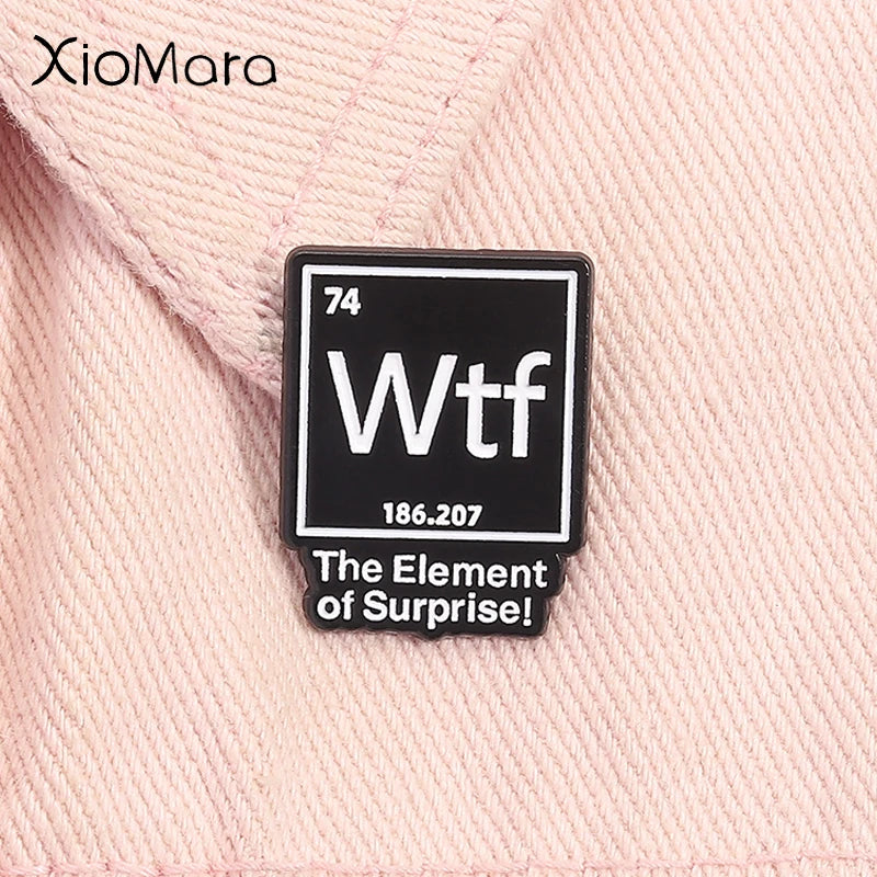 Wtf Element of Surprise Enamel Pin - Funny Science Geek Lapel Badge Gift