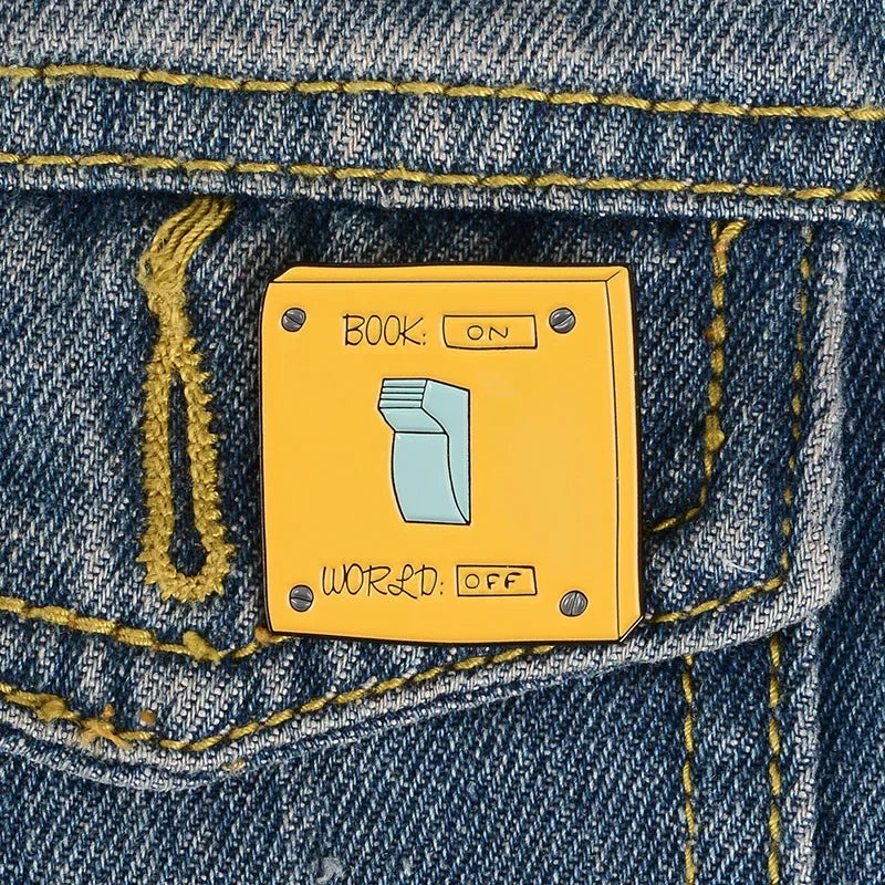 Yellow ON OFF Enamel Pin Cartoon Brooch Custom Badge Jewelry Lapel Backpack Gifts