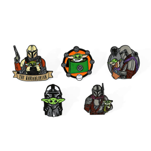 5 Pcs Grogu Enamel Pin Set - Cute Anime Brooches, Cartoon Metal Badges, Fashion Accessories