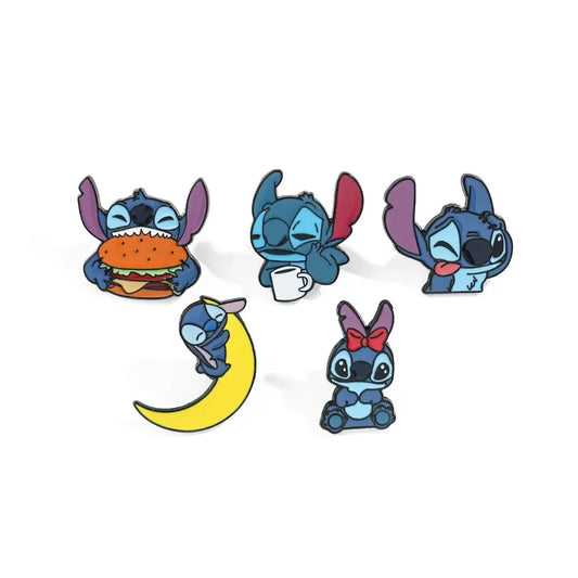 5 Pcs Lilo & Stitch Enamel Pins Cute Moon Brooch Set Backpack Clothing Accessories Gift