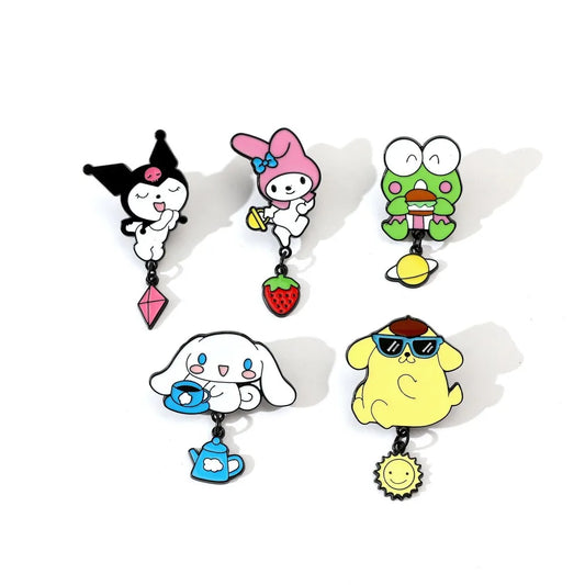 5 Pcs Kuromi Sanrio Enamel Pin Set - Cute Anime Brooches, Cartoon Metal Badges