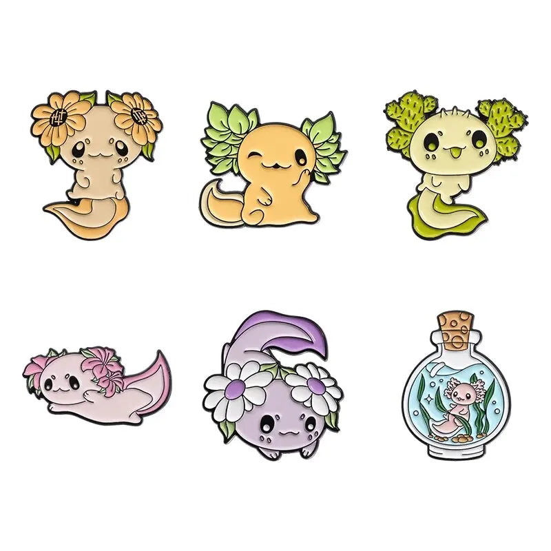 6pcs Salamander Metal Brooches, Cute Accessories for Clothes and Bags