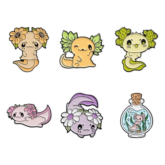 6pcs Salamander Metal Brooches, Cute Accessories for Clothes and Bags