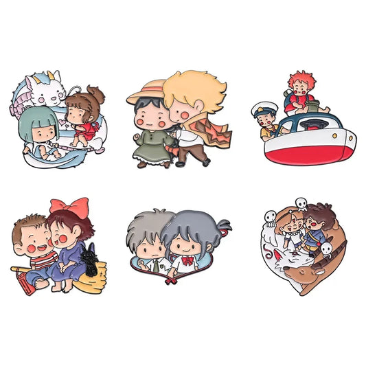 6 Pcs Anime Metal Brooch Enamel Pins Lapel Badge Accessories