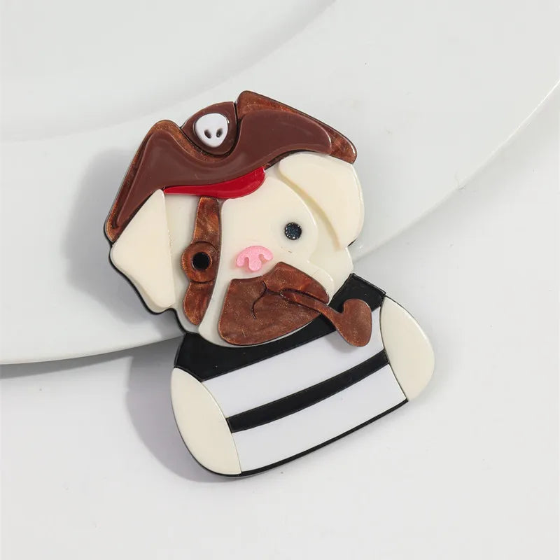 Acrylic Dog Brooches for Women - Bulldog Resin Pins with Bowknot Glasses