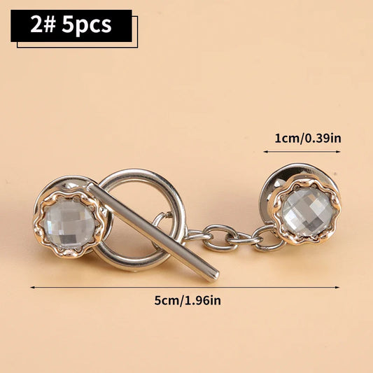 5 Sets Metal OT Button Up Brooch for Coat, Sweater, Cardigan, Women's Decorative Button