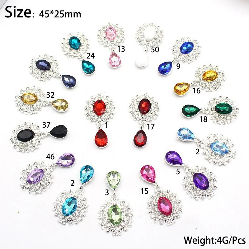 10Pcs 45x25mm Crystal Brooch Wedding Invitation Decoration Accessories