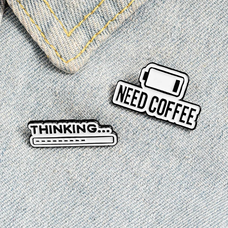 Coffee Progress Bar Enamel Pins Badges Brooch Jewelry Accessories
