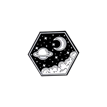 Astronaut Enamel Pin UFO Star Moon Galaxy Space Brooch Gift