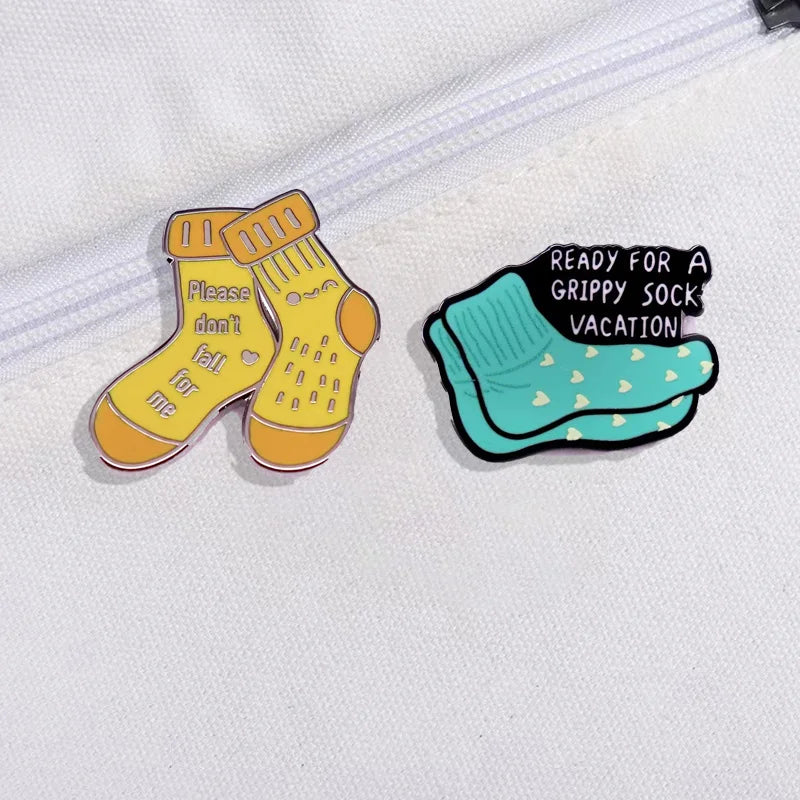Yellow Sock Enamel Pin Brooch Backpack Badge Accessories