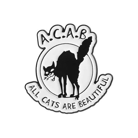 ACAB Black Cat Enamel Pin Brooch Lapel Badge Jewelry Gift