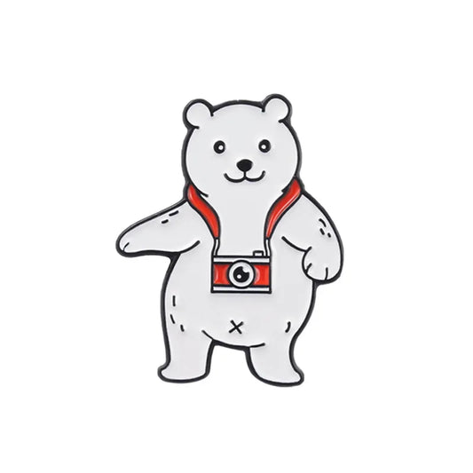 White Bear Enamel Pin Set - Cartoon Koala Sloth Cat Ocean Heart Brooches Lapel Pins