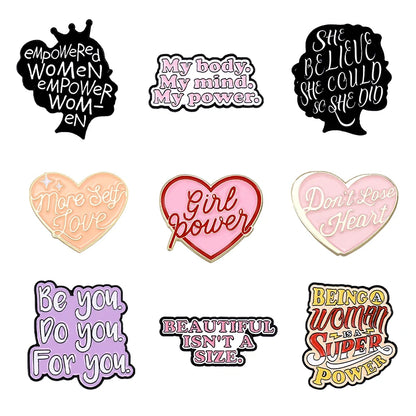 Women Girls Power Enamel Pins My Body My Mind My Power Brooches Badge Jewelry Gift