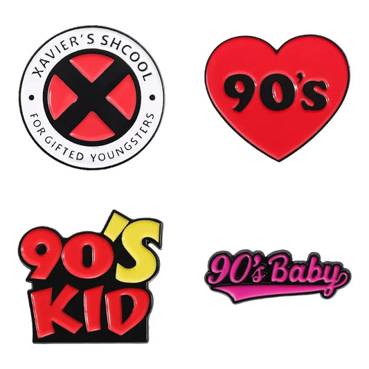 90s Nostalgia Enamel Pins Retro Slogan Brooches Backpack Lapel Badge Gifts