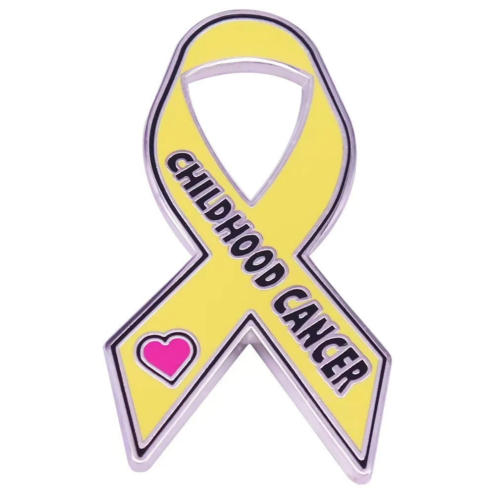 Yellow Awareness Ribbon Enamel Pin Brooch Lapel Badge Accessories