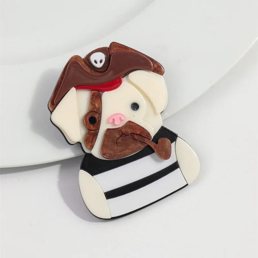 Acrylic Dog Brooches for Women - Bulldog Resin Pins with Bowknot Glasses