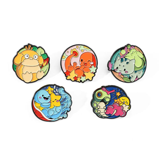 5 Pcs Pokémon Charmander Enamel Brooch Pin Set