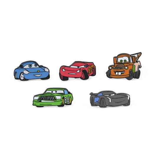 5Pcs Cartoon Cars Brooch Set: Lightning McQueen, Mater, Sally Enamel Pins for Clothing & Backpacks