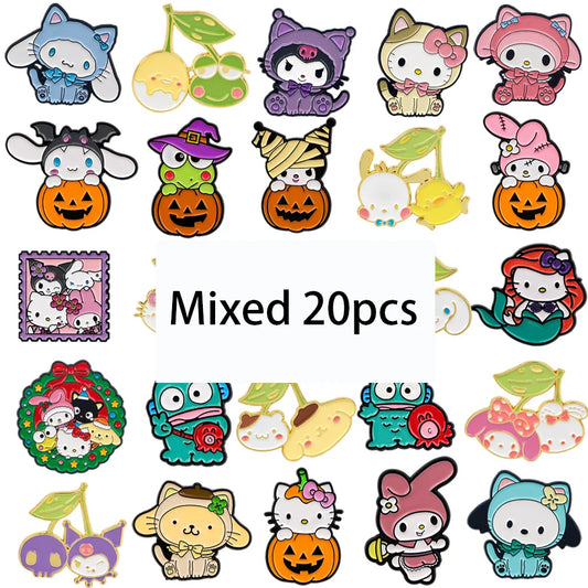 Wholesale 20pcs Kawaii Cartoon Enamel Lapel Pins for Backpacks Clothes Badges Brooch Gifts