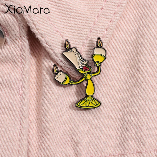 Yellow Candlestick Enamel Pin Brooch Lapel Badge Jewelry Gift