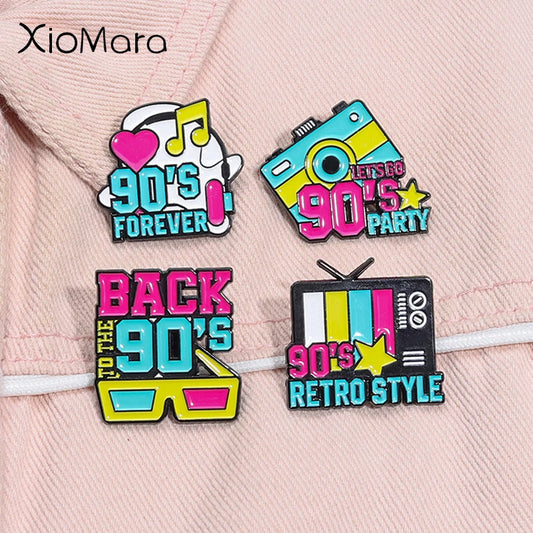 90s Nostalgia Enamel Pins Retro Hip Hop Brooches Lapel Badge Gifts