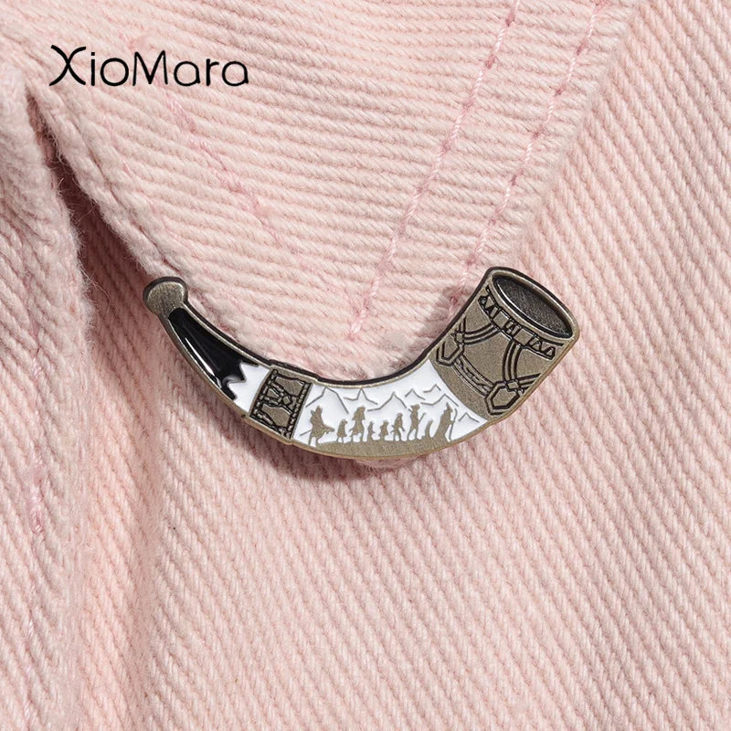 Fellowship Horn Enamel Pin Fantasy Movie Brooch Lapel Backpack Badge Gift
