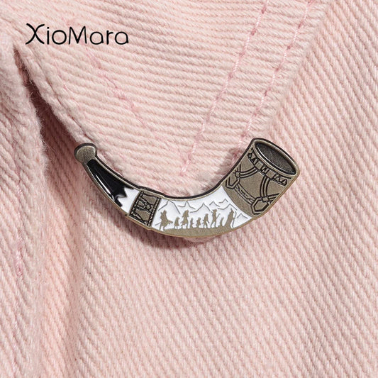 Fellowship Horn Enamel Pin Fantasy Movie Brooch Lapel Backpack Badge Gift